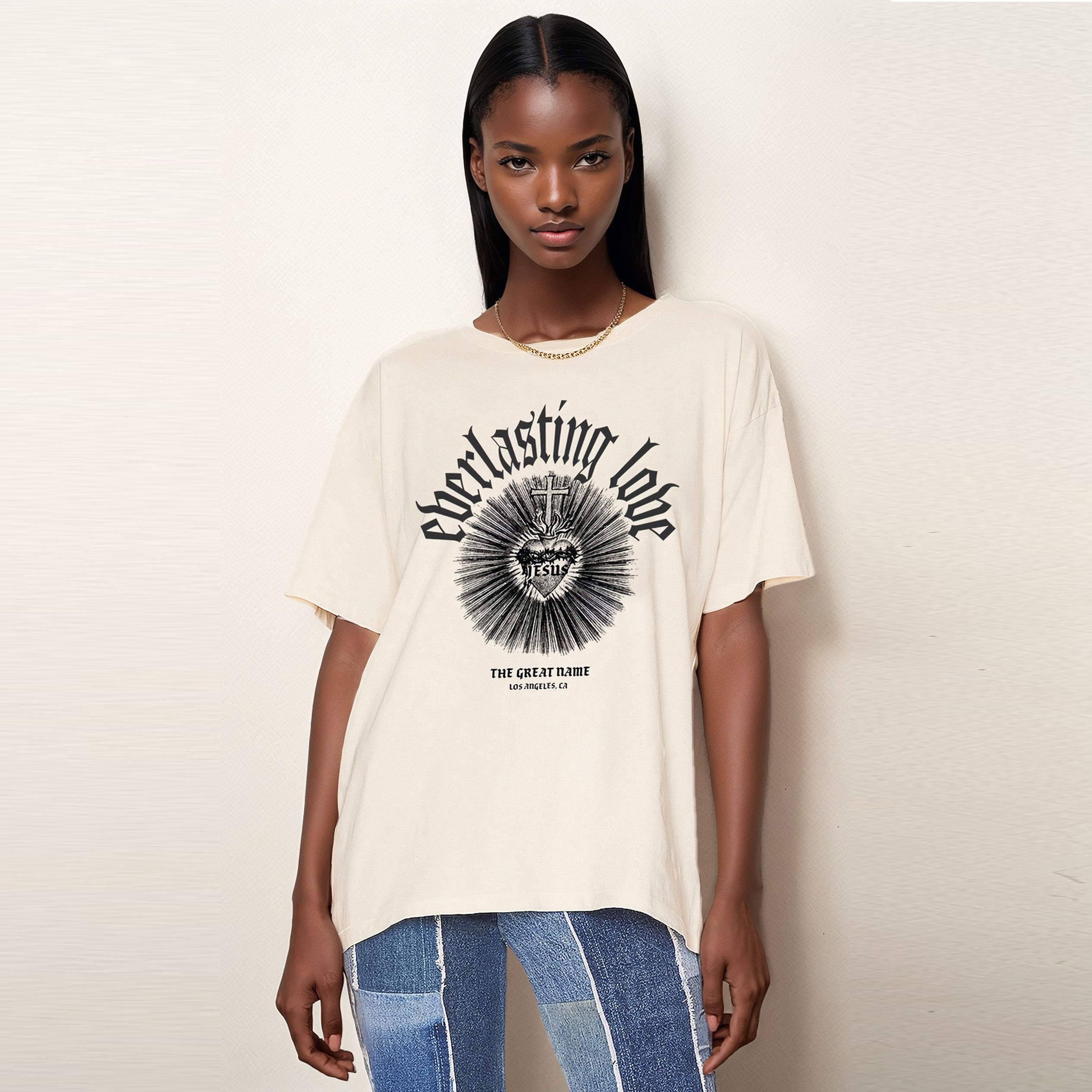 Everlasting Love Cream Women’s Christian T-Shirt | The Great Name